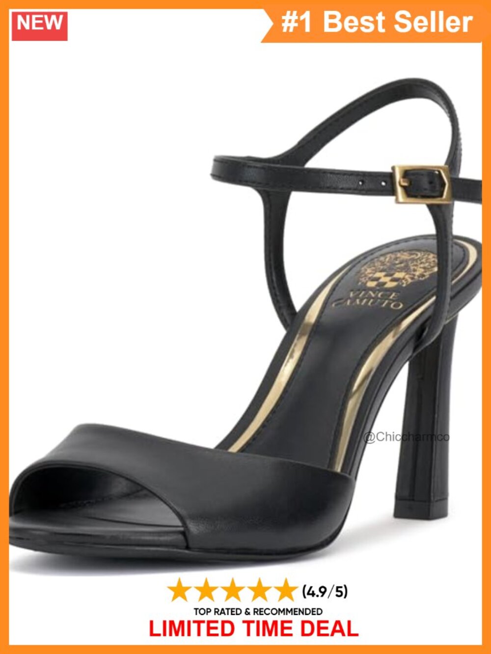 Ankle Strap High Heel Sandal Leather Block Heel Open Toe
